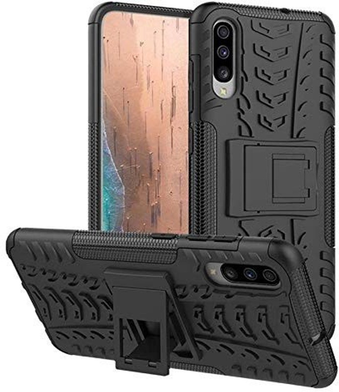 inclu Back Cover for Samsung Galaxy A50(matte black with stand case, Rugged Armor)