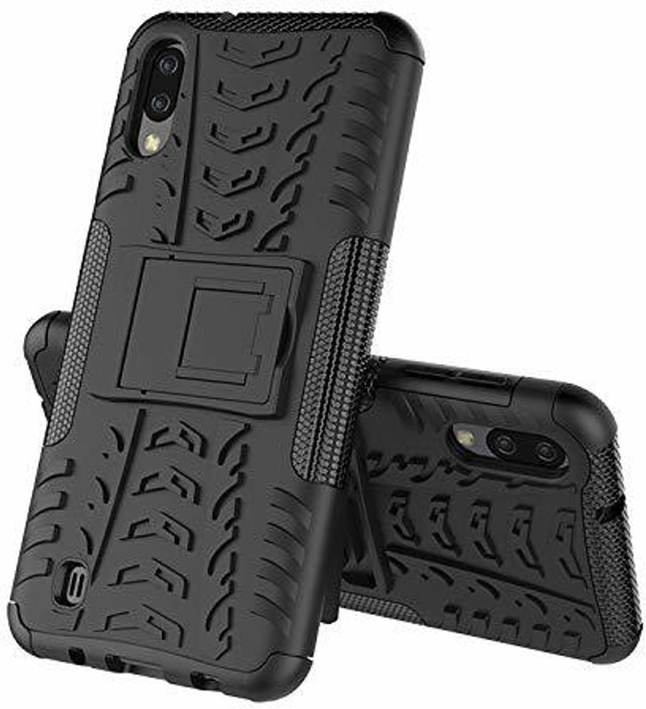 inclu Back Cover for Samsung Galaxy A10(dark matte black with stand case, Rugged Armor)