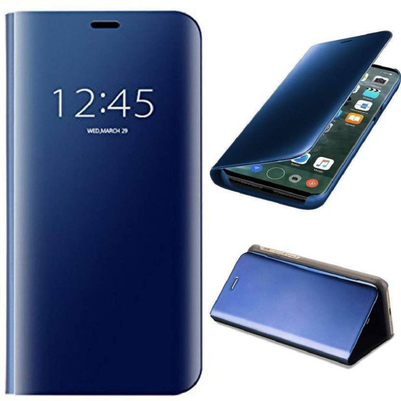 phonichub Flip Cover for Huawai Honor P30 Lite Luxry view Electroplating Mirror Flip Magnetic Case with Stand(Blue, Shock Proof)