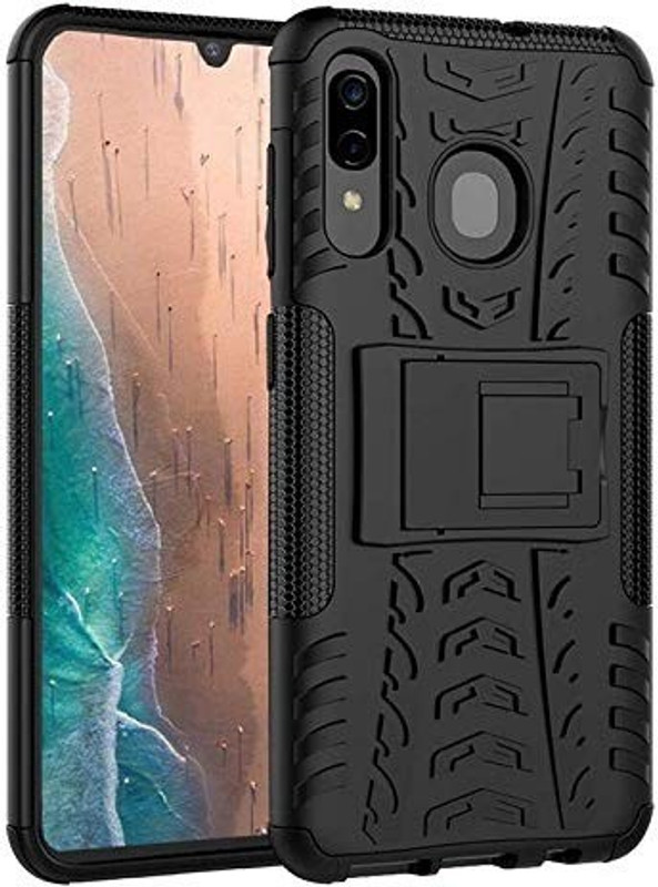 inclu Pouch for Samsung Galaxy A20(MATTE BLACK WITH STAND, Dual Protection)