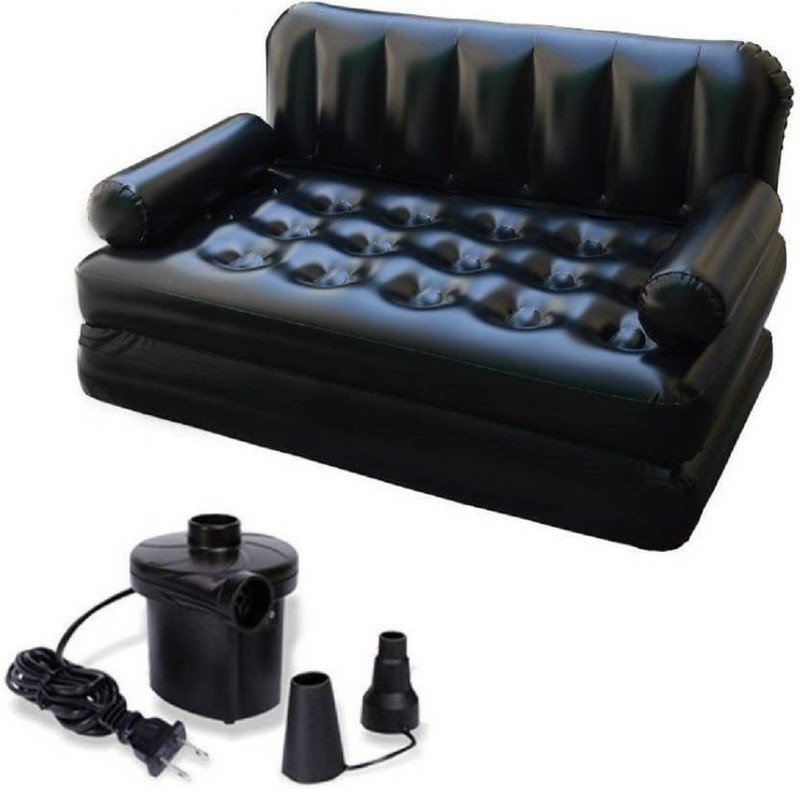 kalindi PVC 3 Seater Inflatable Sofa(Color - Glossy Black)