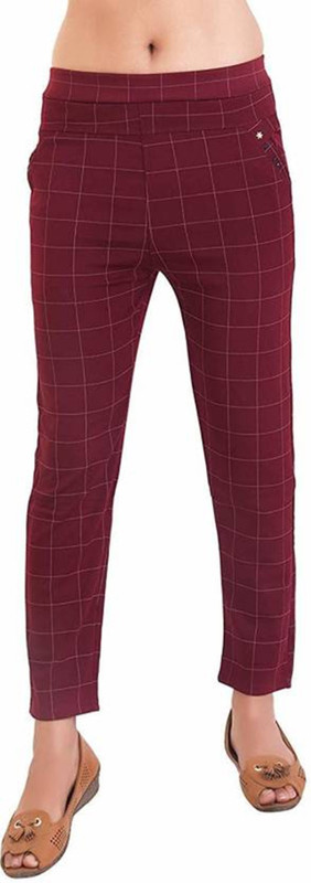 bast smart Maroon Jegging(Checkered)