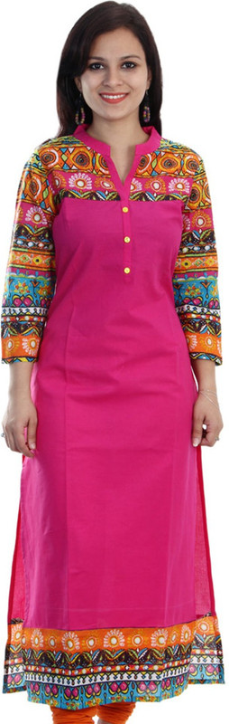Aasiya Casual Printed Women Kurti(Pink)