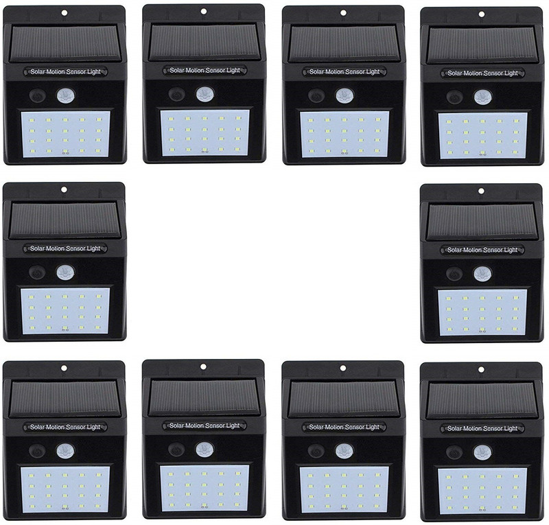 manki fashion GS Tech Zone Ever Brite Solar Power 20 LED Light Outdoor Motion Activated Sensor (Multicolour) -Set of 10 pcs Solar Light Set(Wall Mounted Pack of 10)