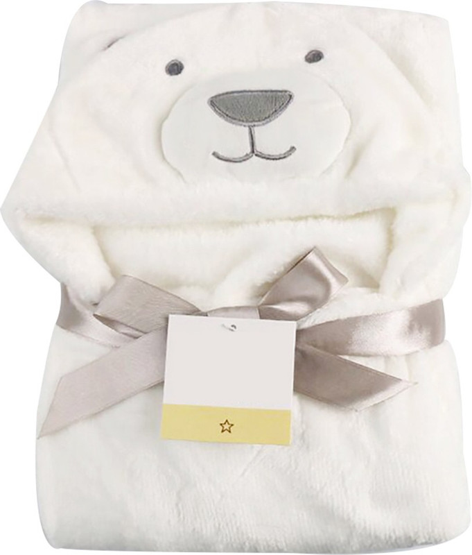 Miss & Chief Animal Crib Hooded Baby Blanket(Polyester, White Bear)