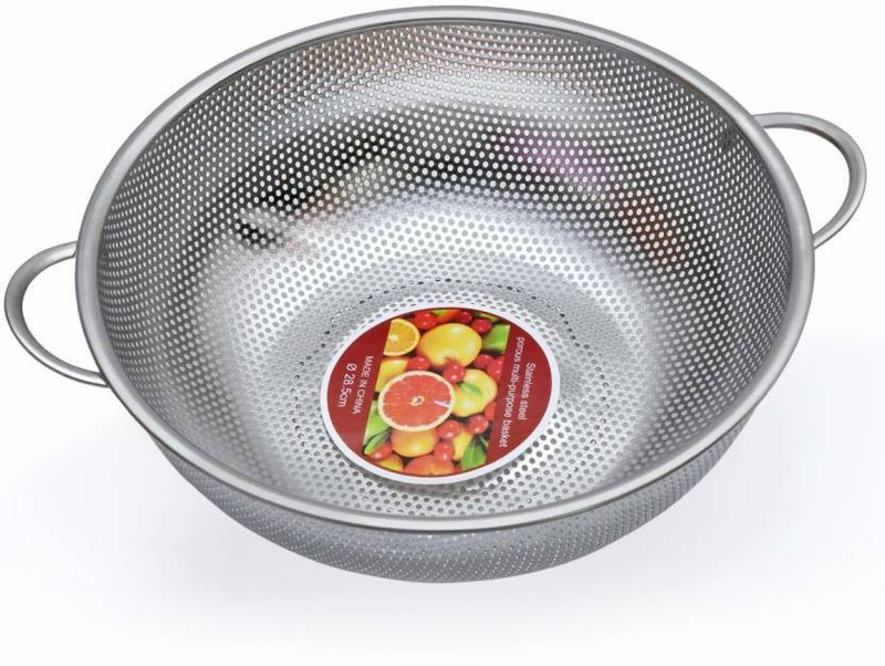 yes kitchen Stainless Steel Rice Vegetables Washing Bowl Strainer (Steel Pack of 1) Strainer(Steel Pack of 1)