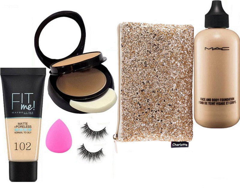 charlotte Bag,Mac Face & Body Foundation, Maybelline Fit me Matte+Poreless(6 Items in the set)