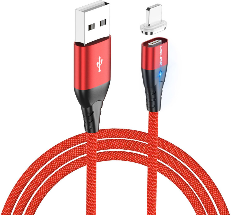 uslion us0077a 1 m Magnetic Charging Cable(Compatible with Iphone, Red, Sync and Charge Cable)