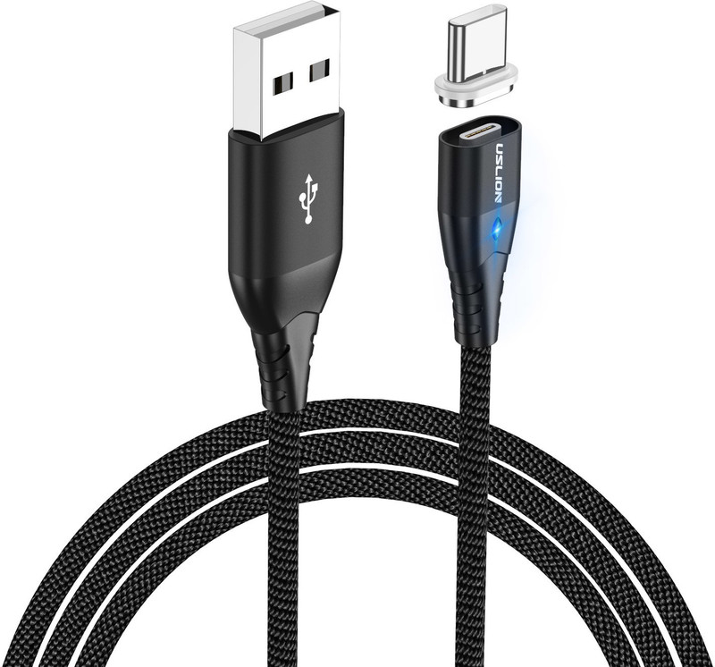 uslion us0077a Magnetic Charging Cable(Compatible with Type C Mobile, Black, Sync and Charge Cable)