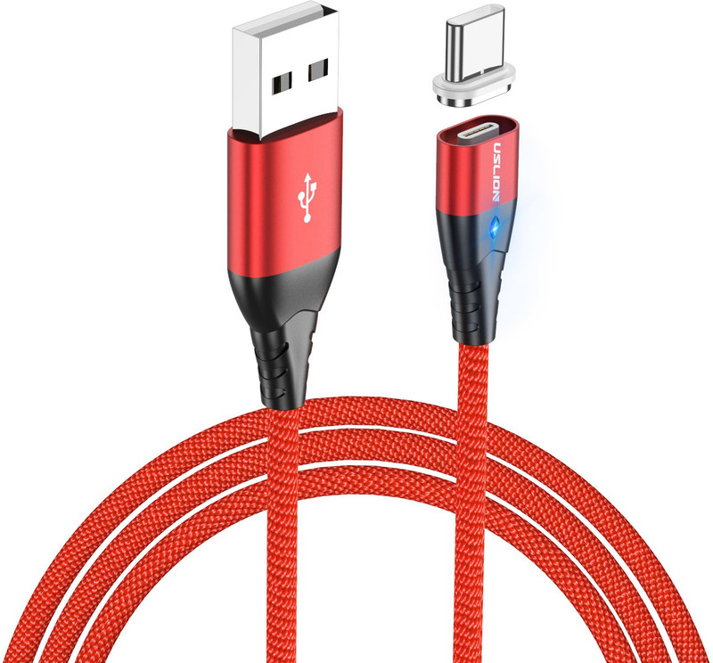uslion us0077a Magnetic Charging Cable(Compatible with Type C Mobile, Red, Sync and Charge Cable)