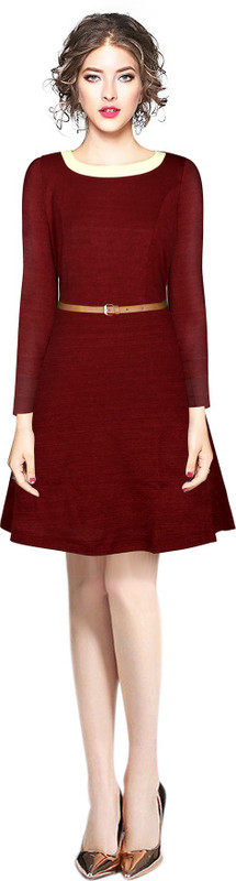 stylerevolver Women A-line Maroon Dress
