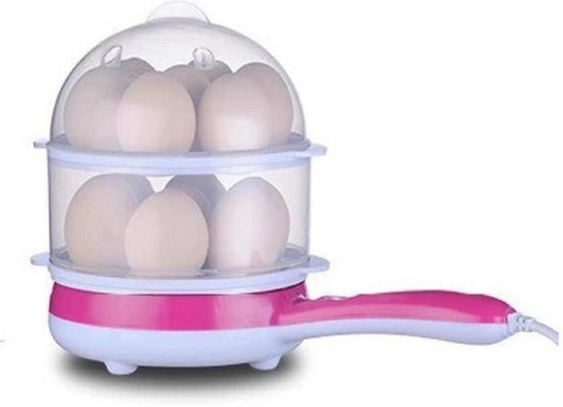 belldial Double layer electrig egg boiler with electric egg frying pan 2 In 1 Double Layer Electric Non Stick Mini Egg Frying Pan Boiler 01 Egg Cooker(Pink, 14 Eggs)