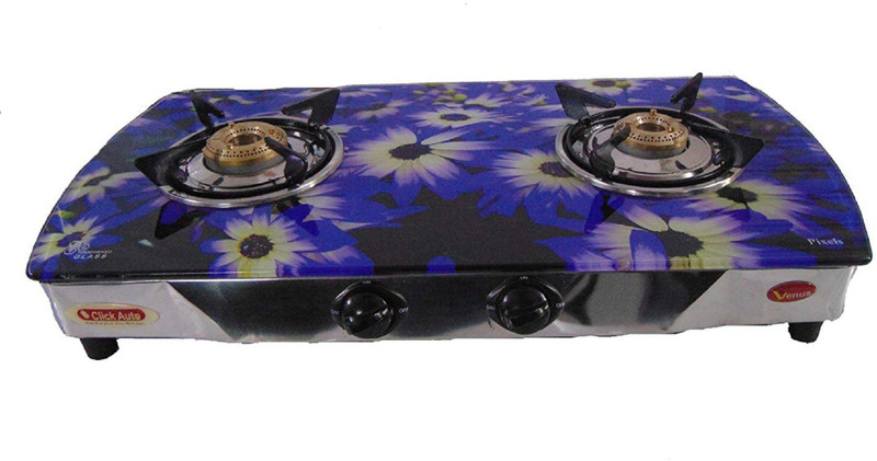 click auto Glass Manual Gas Stove(2 Burners)