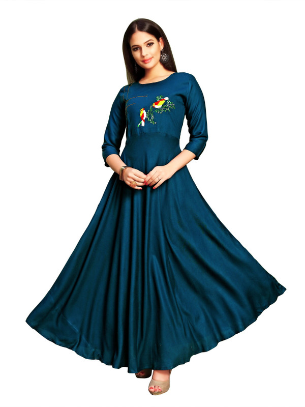 j b collection Flared/A-line Gown(Blue)