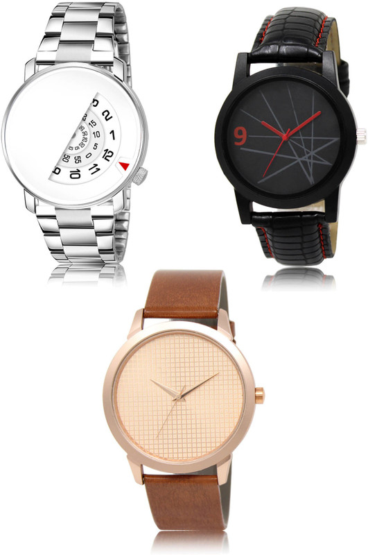 bule pearl R106-R08-R34 New latest Designer Combo of 3 Analog Watch  - For Men