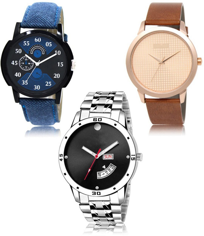 bule pearl R02-R34-R104 New latest Designer Combo of 3 Analog Watch  - For Men