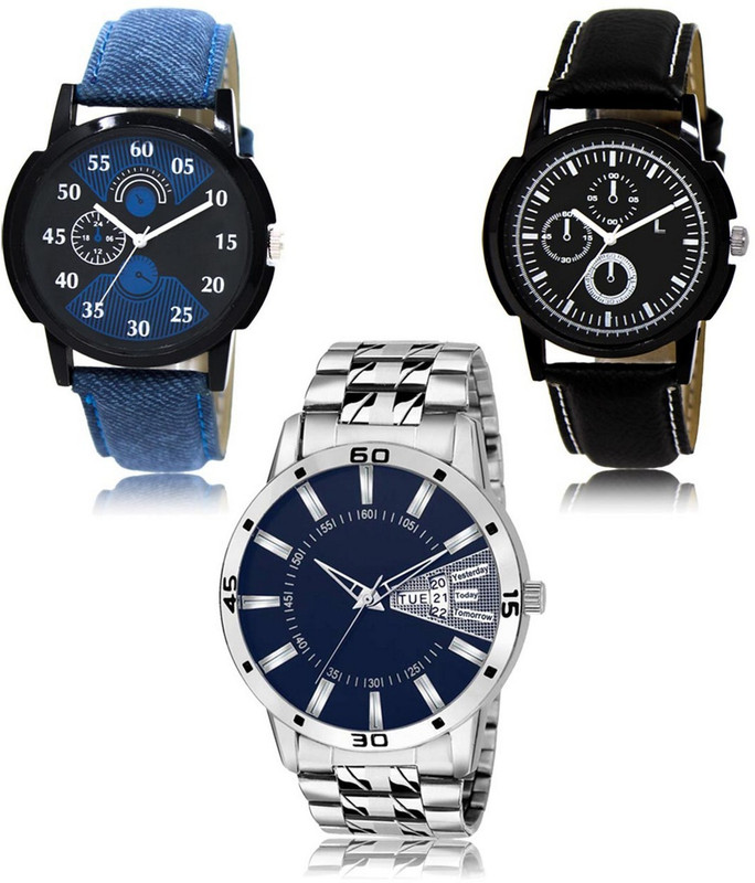 bule pearl R02- R13- R26 New latest Designer Combo of 3 Analog Watch  - For Men