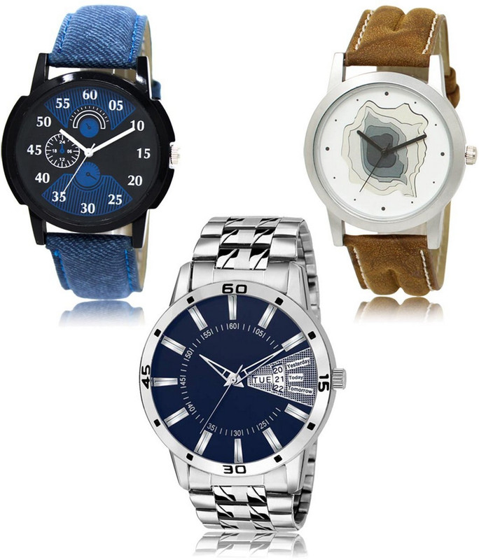 bule pearl R02-R09-R102 New latest Designer Combo of 3 Analog Watch  - For Men
