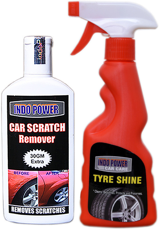 indopower TYRE SHINER SPRAY 250ml+ Scratch Remover 100gm. Car Washing Liquid(350 g)