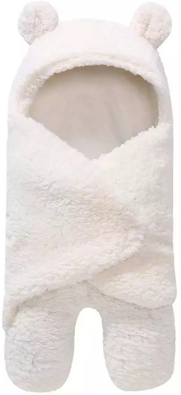 BRANDONN All Season Ultrasoft Flannel Hooded And Welcrow Stitched Full Body Cover Wrapper Sleeping Bag(White)
