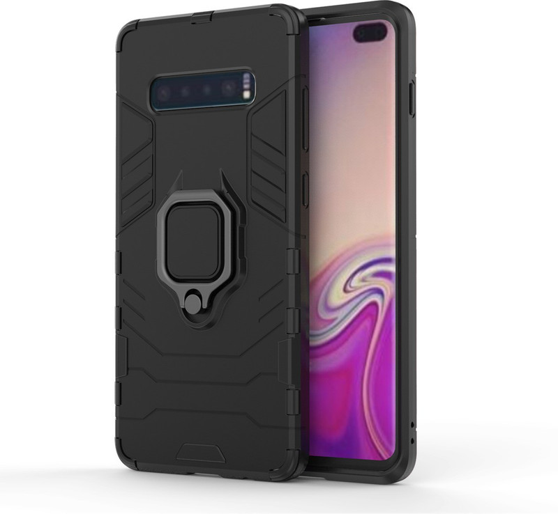 livix Back Cover for Samsung S10 Plus Car Mount Ring Holder Case(Black, Shock Proof)