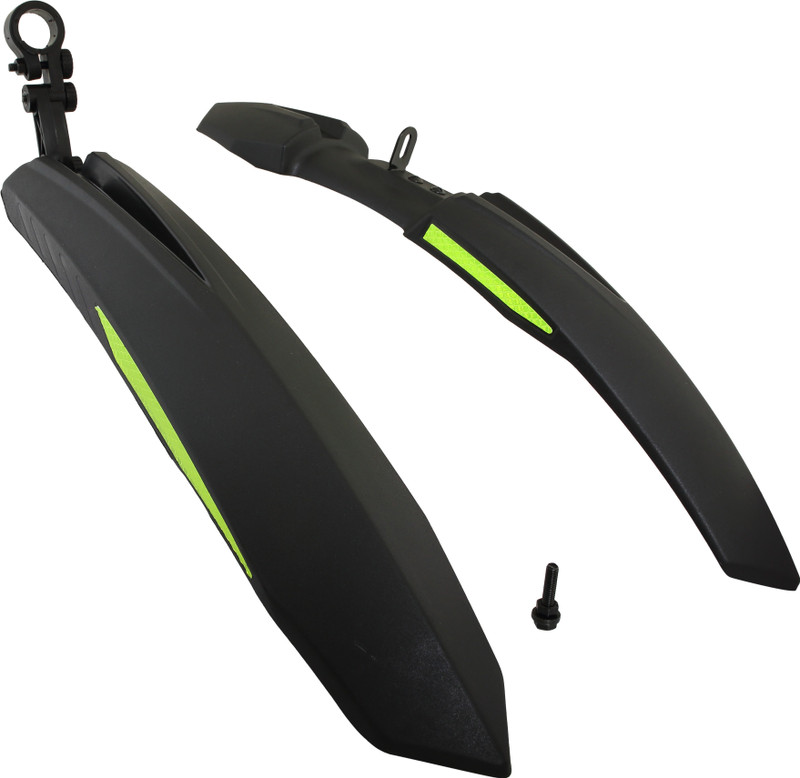 Dark Horse Bicycle Atom Mudguard with Reflective Tape, Black-Red Clip-on Front & Rear Fender(Red)