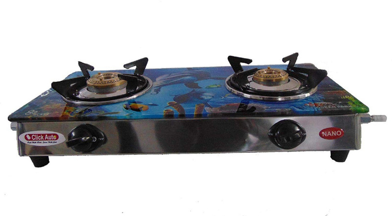 click auto Glass Manual Gas Stove(2 Burners)