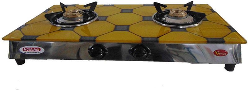 click auto Glass Manual Gas Stove(2 Burners)