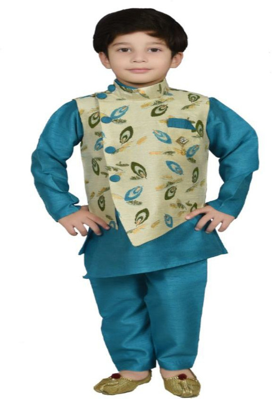 utrendz Boys Wedding, Casual, Festive & Party Blazer, Shirt and Trouser Set(Blue Pack of 1)