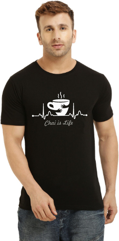 spunky Graphic Print Men & Women Round Neck Black T-Shirt