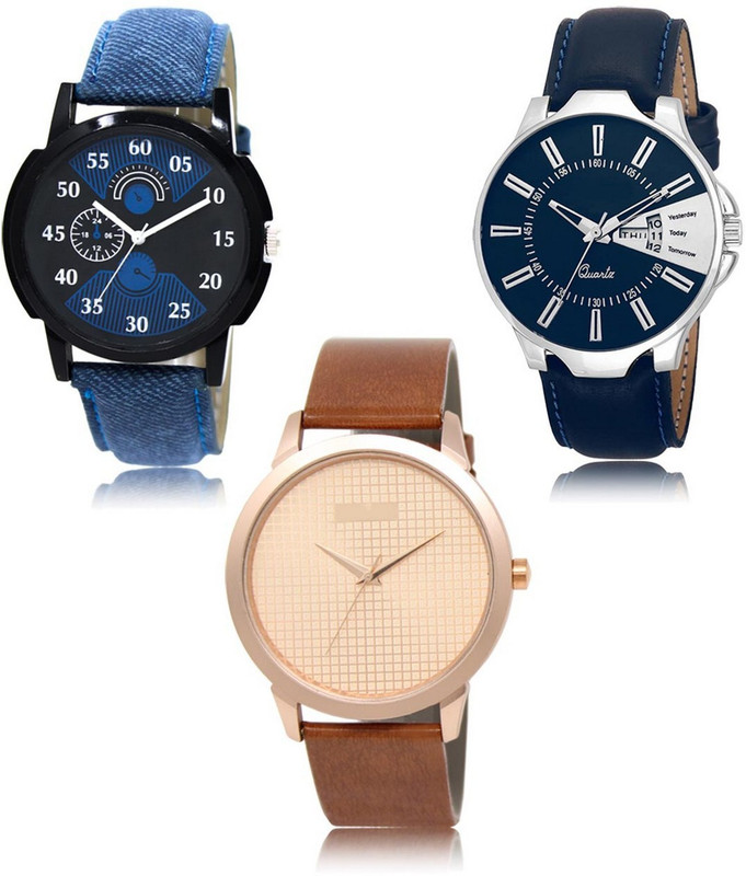bule pearl R02-R23-R34 New latest Designer Combo of 3 Analog Watch  - For Men
