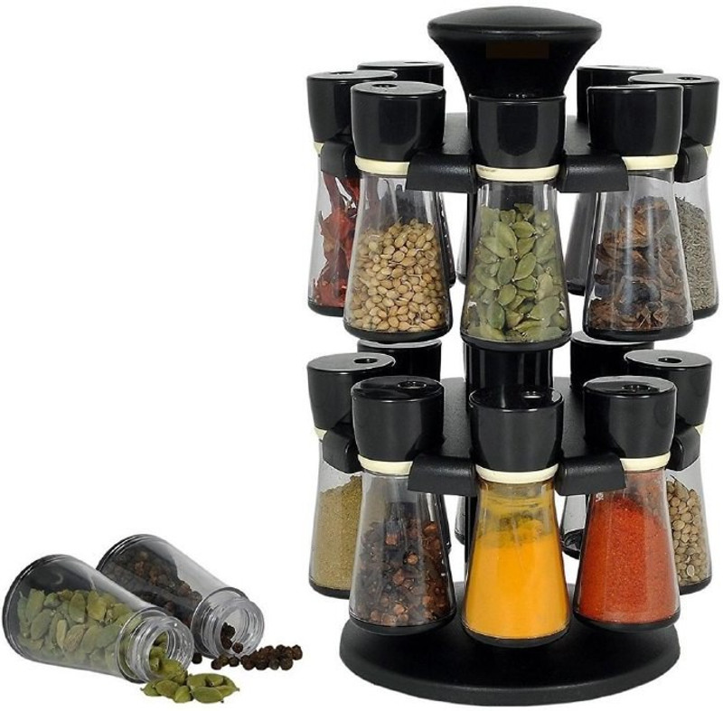 network spice rack-16 pcs 360 degree rotate 1 Piece Condiment Set(Plastic)