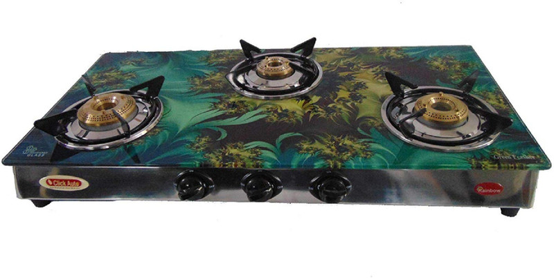 click auto Glass Manual Gas Stove(3 Burners)