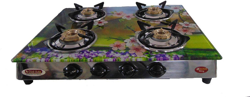 click auto Glass Manual Gas Stove(4 Burners)