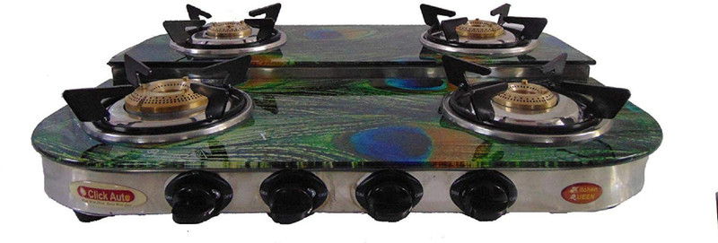click auto Glass Manual Gas Stove(4 Burners)