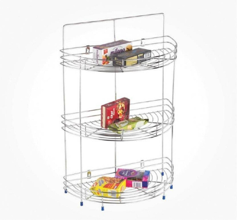 shopkart Half Round storage stand Steel Kitchen Rack Steel Kitchen Rack(Silver)
