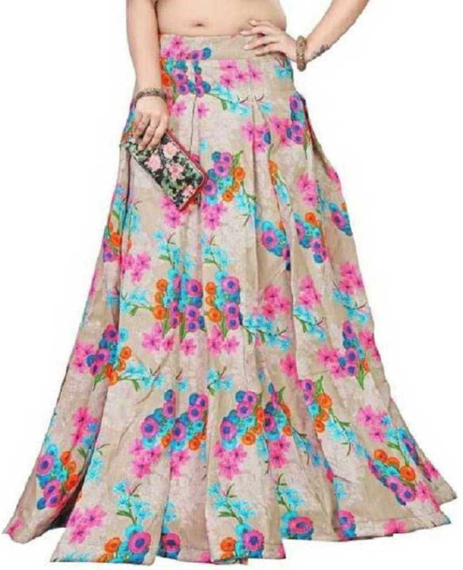 lexma fashion Printed Semi Stitched Lehenga Skirt(Pink)