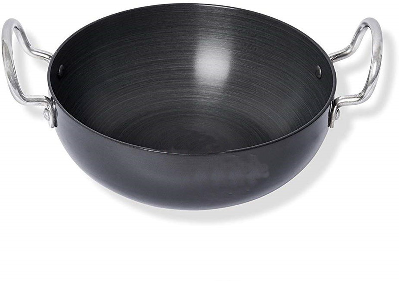 stephy Hard Anodized Kadhai without Lid Gas Stove-top Compatible Round Bottom (3.5 L) Kadhai 29 cm(Hard Anodised)