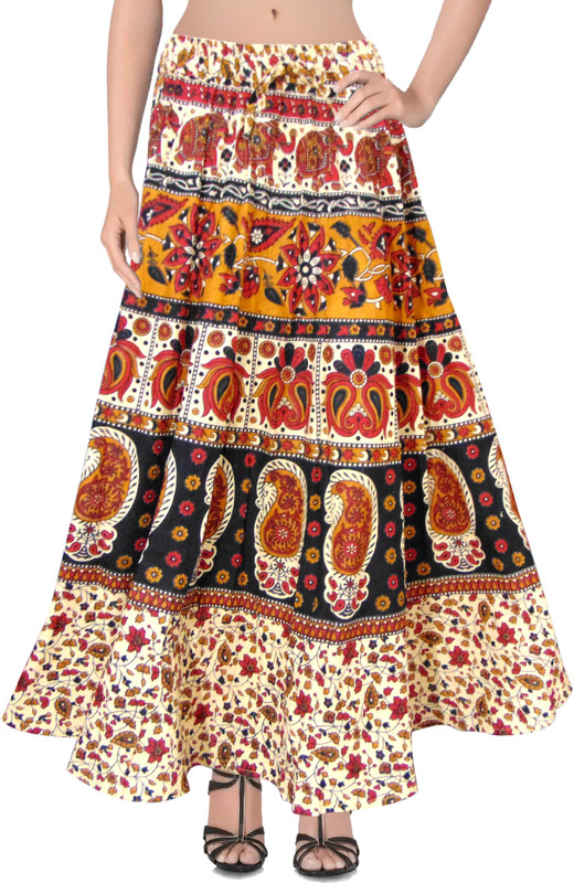 dupad Printed Women Gathered Multicolor Skirt
