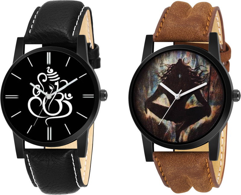 naklang Sett Of Two Smoky Leather KK~881 Boys And Men Analog Watch  - For Boys