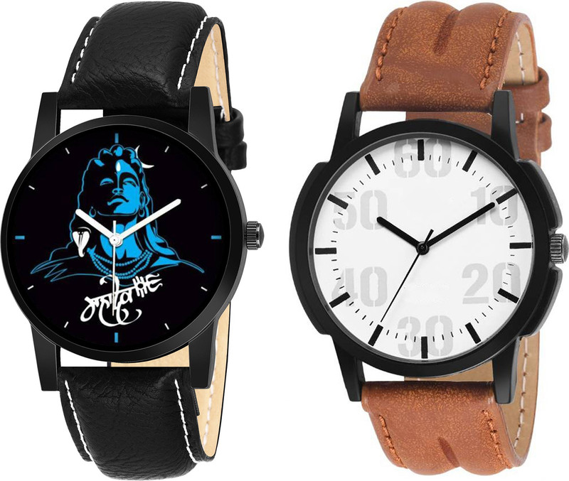 naklang Sett Of Two Smoky Leather KK~22 Boys And Men Analog Watch  - For Men