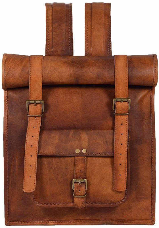 chuffeddeal Genuine Men's Leather Vintage Roll On Backpack Bag 22 inch, Tan 19.45 L Backpack(Brown)