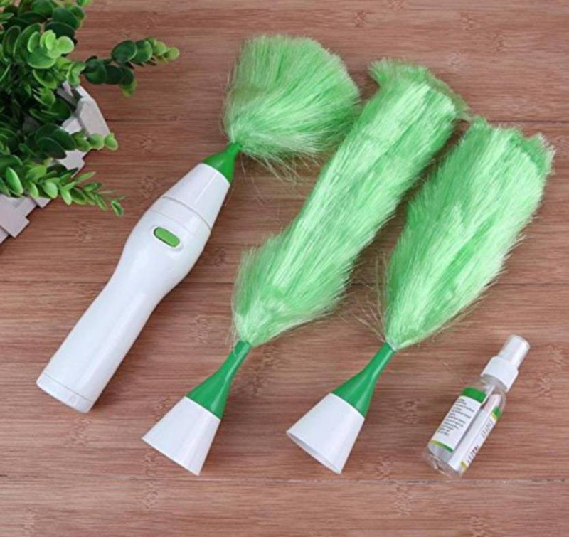 mjshopezone Creative Hand-Held, Sward Go Dust Electric Feather Spin Home Duster, Electronic Motorised Cleaning Brush Set Wet and Dry Duster Set(Pack of 4)
