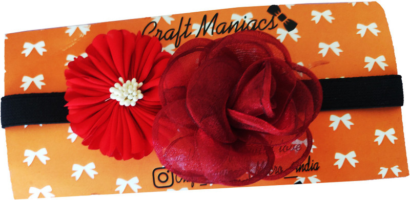 macro Red floral elastic stretchable head band Hair Band(Purple)