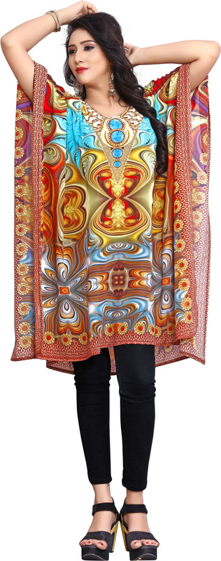 justkartit Printed Georgette Women Kaftan