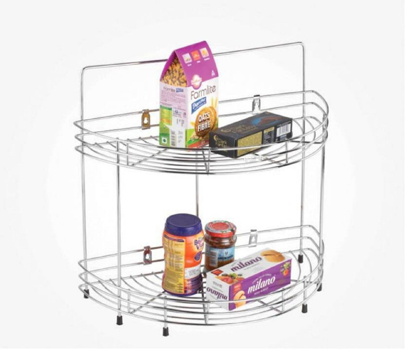 shopkart Half round double kitchen rack Steel Kitchen Rack(Silver)