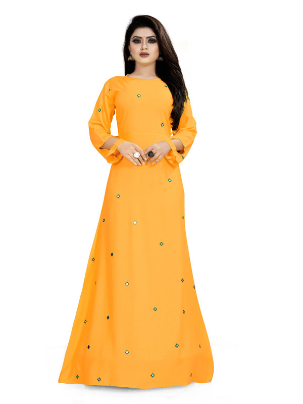 fabtown Casual Self Design Women Kurti(Yellow)