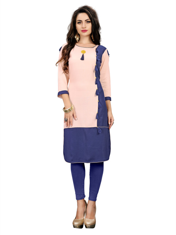 krisha print Casual Self Design, Embellished Women Kurti(Pink)