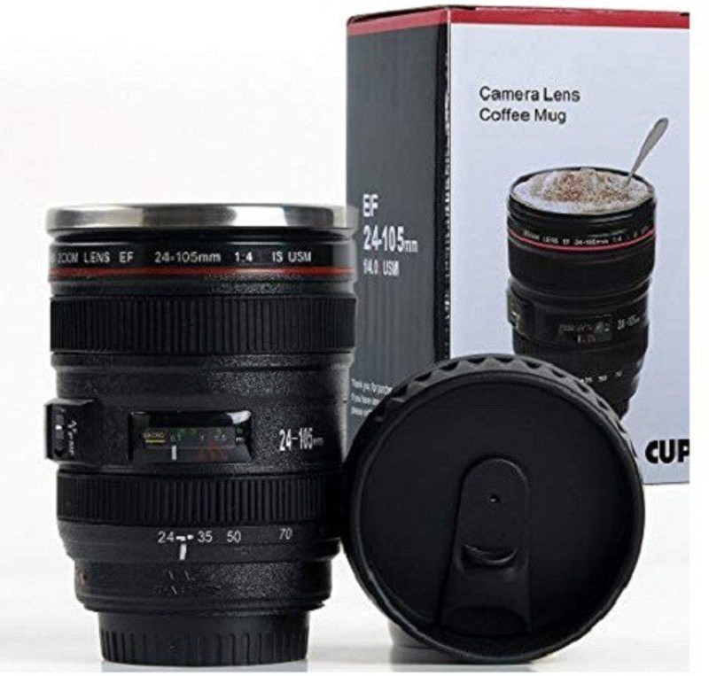shoptoshop Super Classic Camera Lens Shaped Coffee With Lid (Mug_001) Plastic Mug(350 ml)