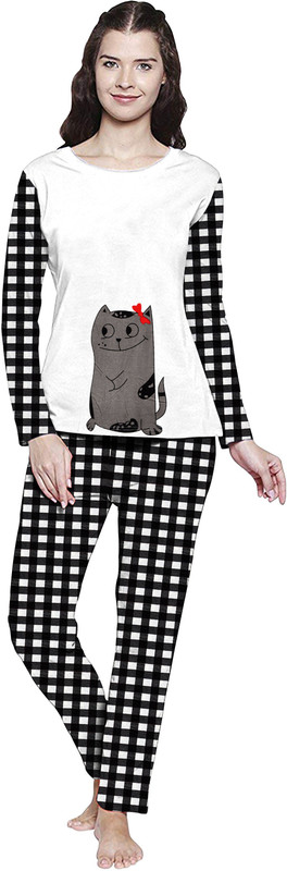 La Dreamz Women Printed White Top And Pyjama Set | Desertcart Guam